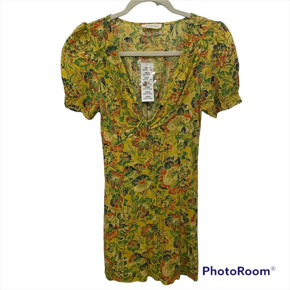 NWT Urban Outfitters Spring Floral Boho Linen Mini Dress - Size XS or MED - Picture 2 of 10